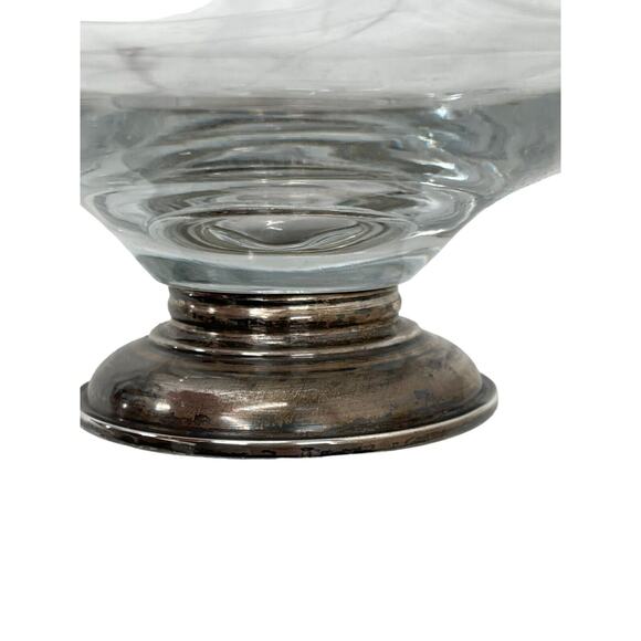 Frank M Whiting Sterling Silver Footed Base Bowl Square Glass Crystal - Picture 8 of 11